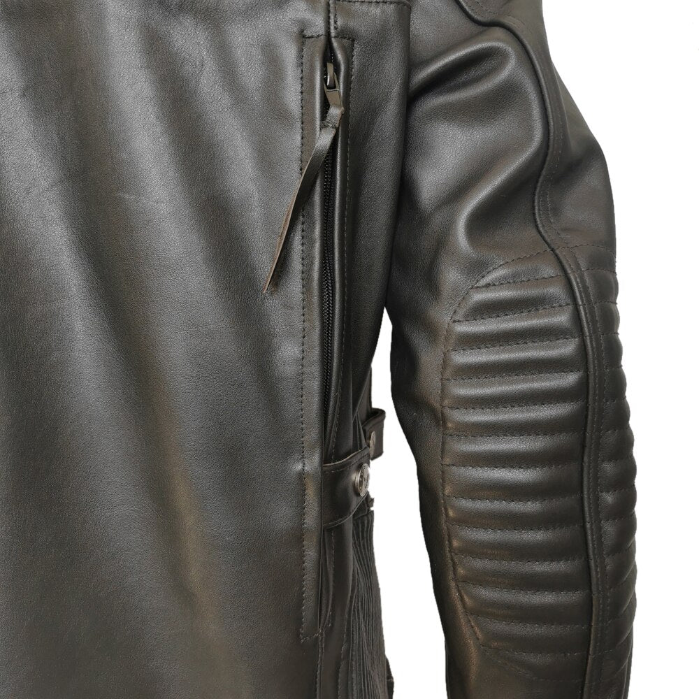 Chaqueta de cuero franja hombre