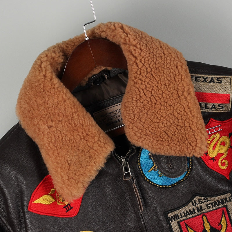 Chaqueta de cuero cuello de lana
