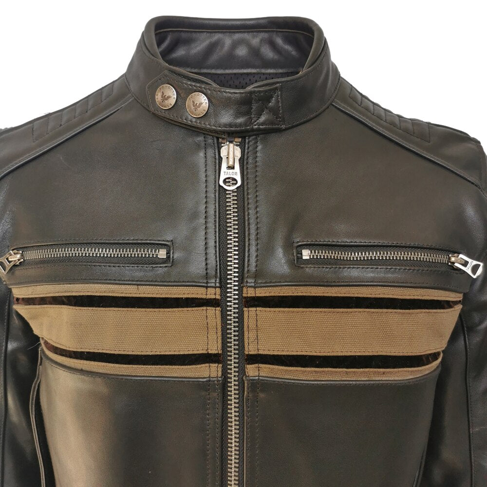 Chaqueta de cuero franja hombre
