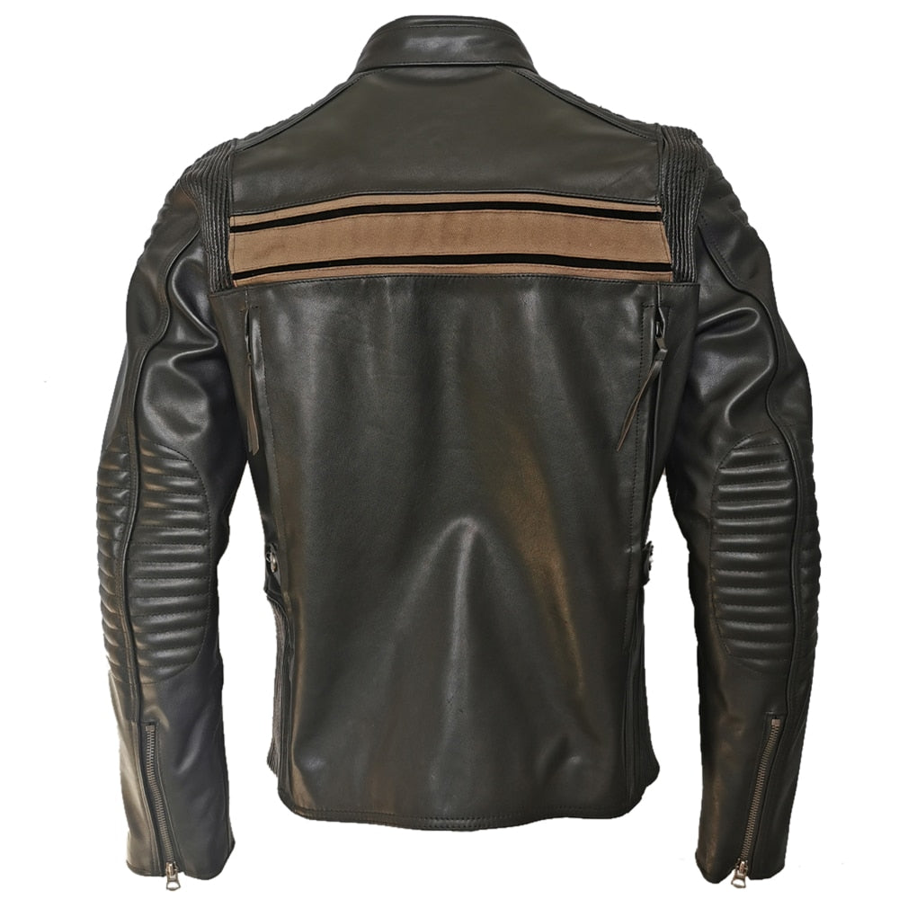 Chaqueta de cuero franja hombre