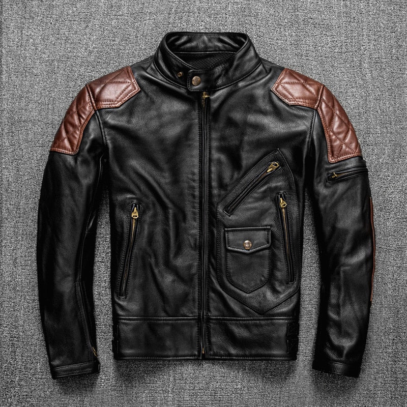 Chaqueta de cuero motociclista colores