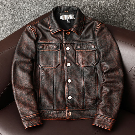 Chaqueta de cuero vintage para hombre