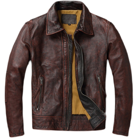 Chaqueta de cuero estilo antiguo (vintage)