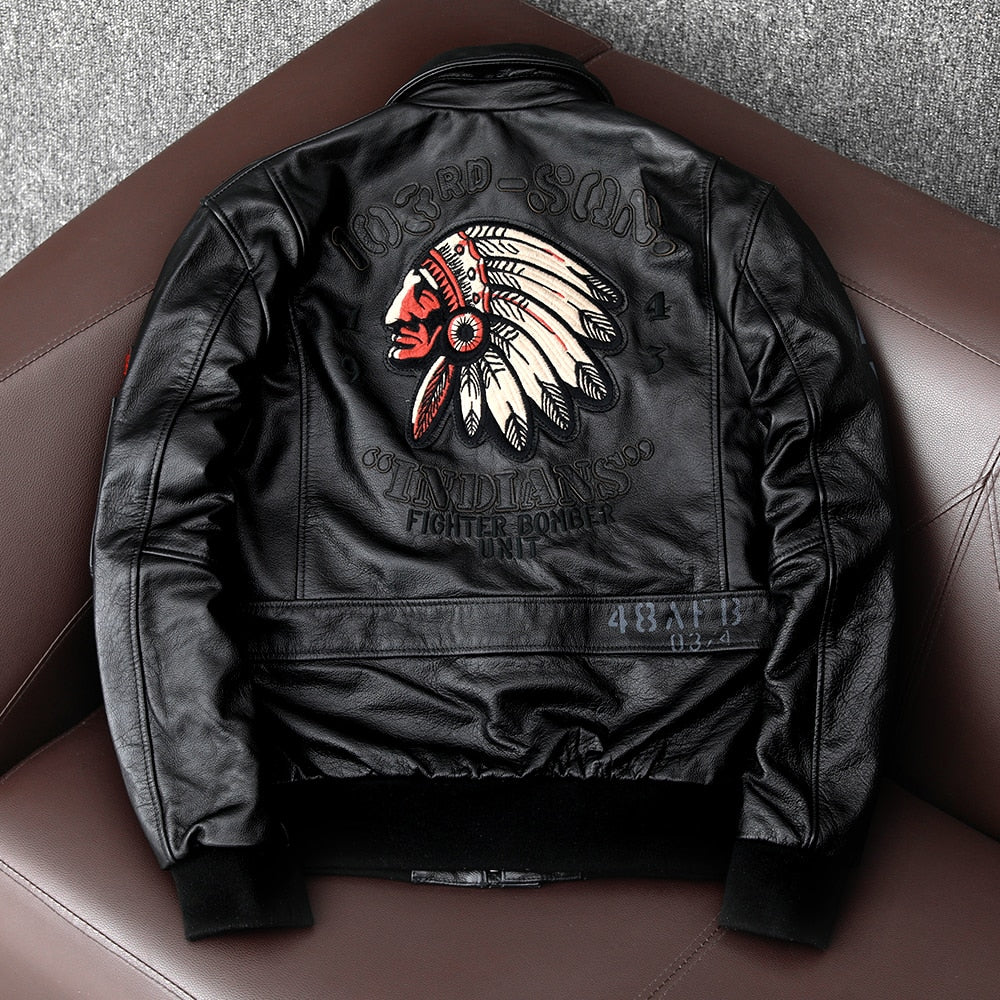 Chaqueta de cuero genuino indio americano