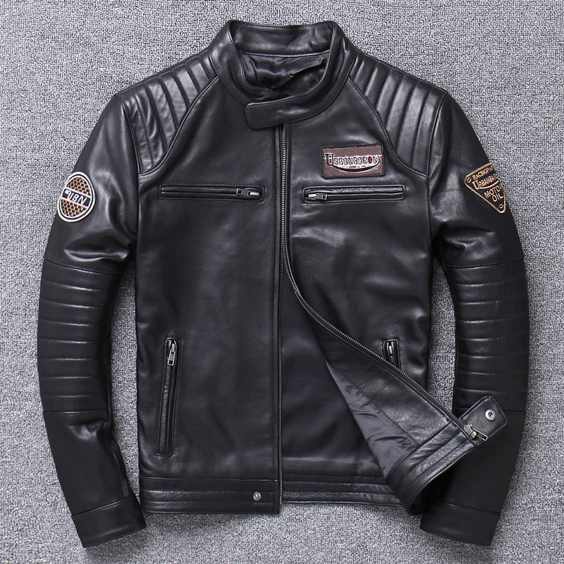 Chaqueta motoquera cuero hombre