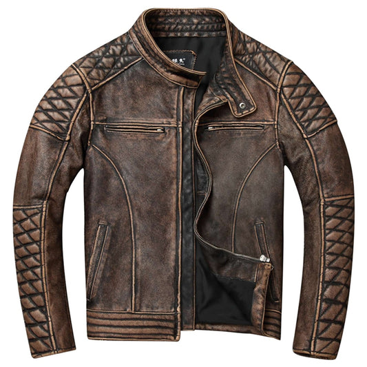 Chaqueta moto cuero genuino