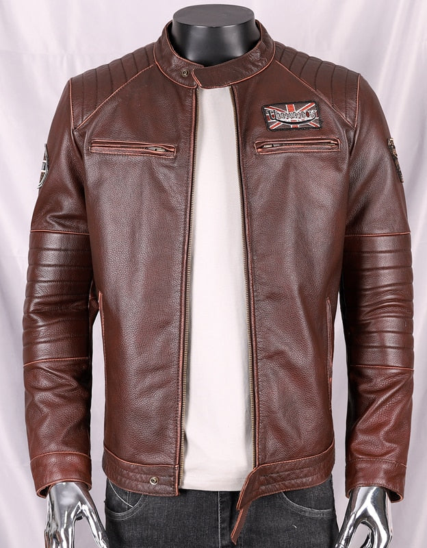 Chaqueta motoquera cuero hombre