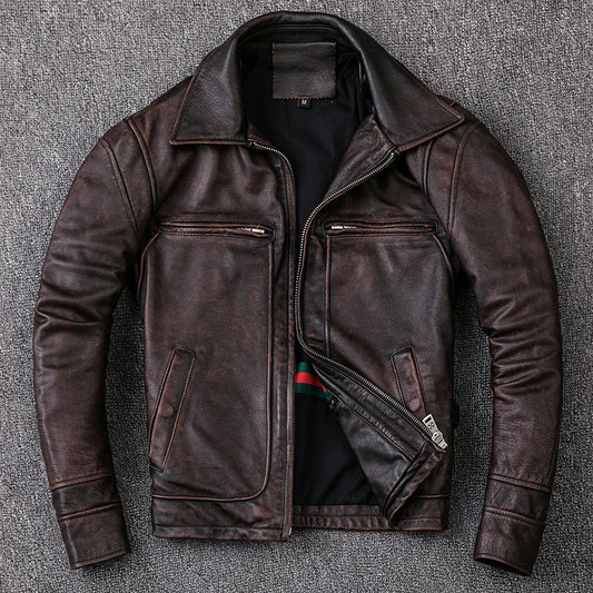 Chaqueta de cuero y gamuza genuina