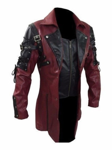 Gabardina gótica de cuero PU (Ecocuero) para hombre