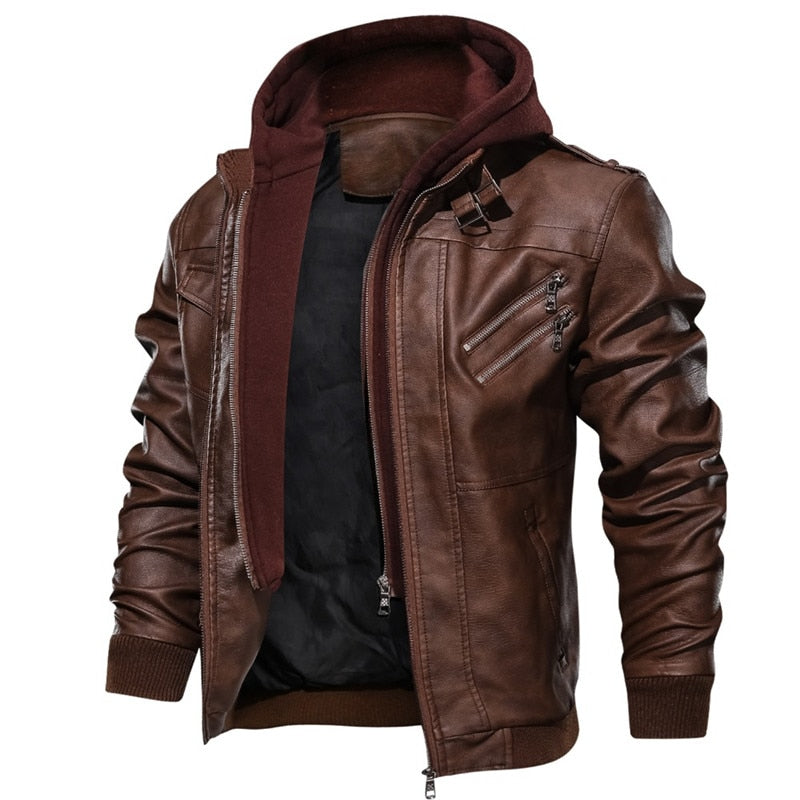 Chaqueta motoquera Pu (Ecocuero) invierno hombre