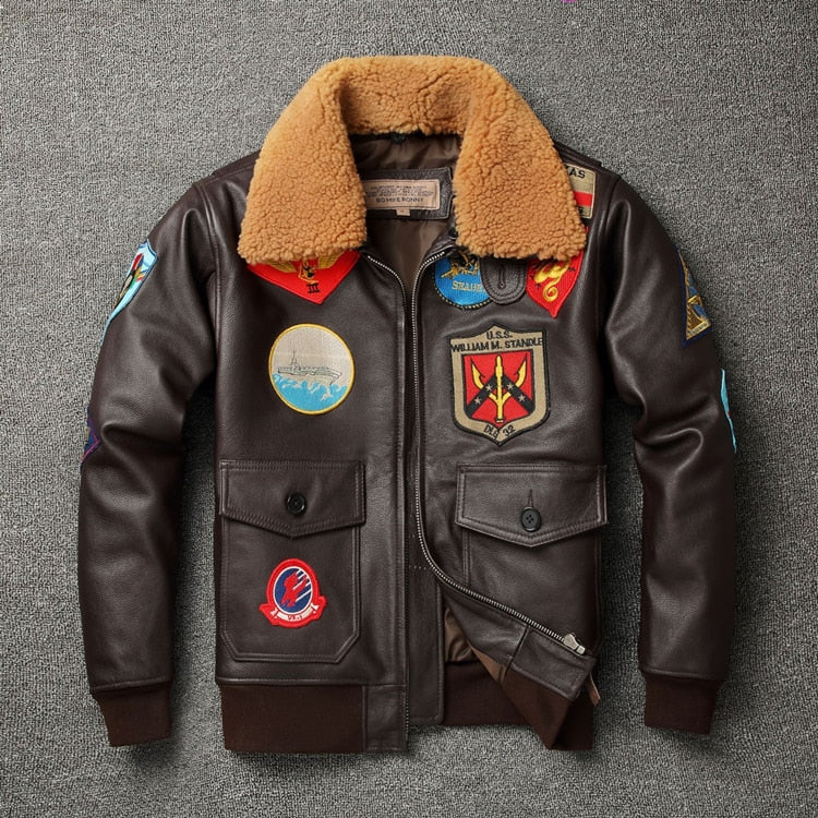 Chaqueta de cuero cuello de lana
