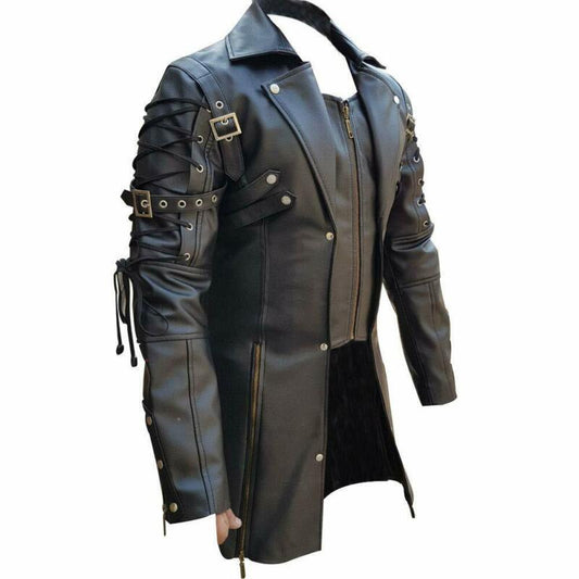 Gabardina gótica de cuero PU (Ecocuero) para hombre