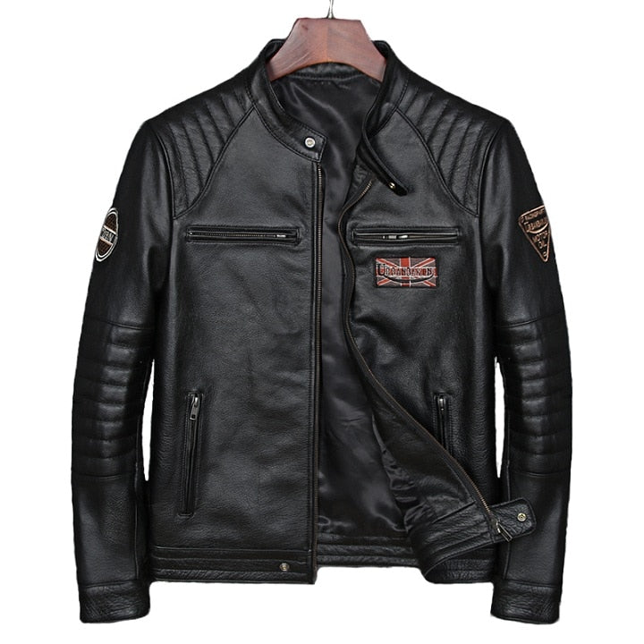Chaqueta motoquera cuero hombre