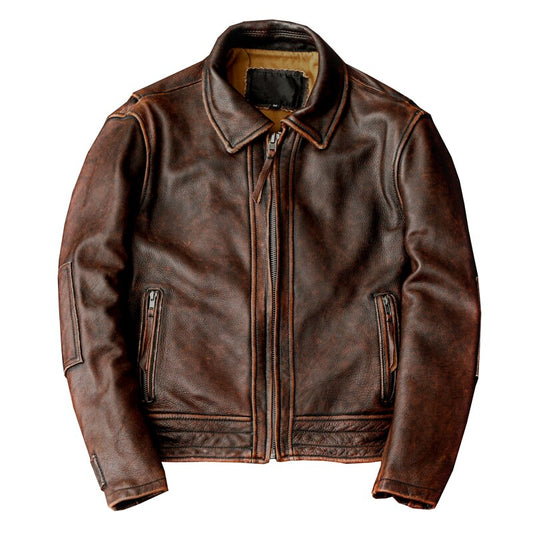 Chaqueta de cuero genuino moda hombre