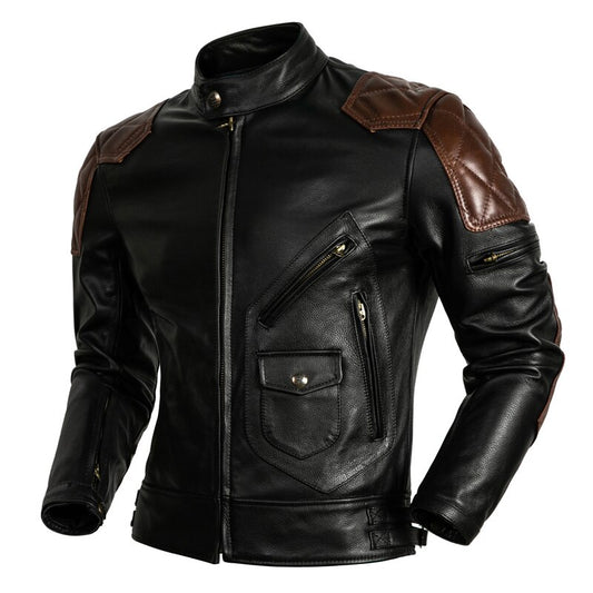 Chaqueta de moto hombreras cuero