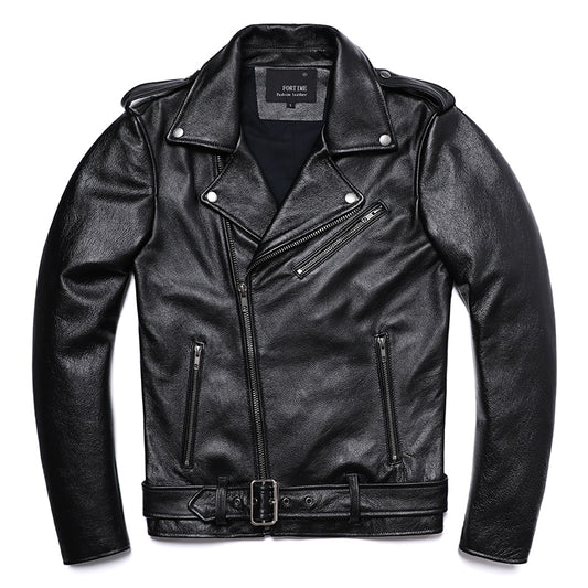 Chaqueta clásica motoquera de cuero