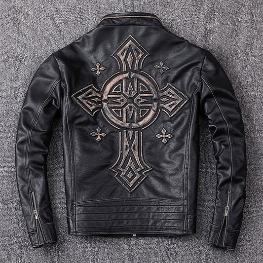 Chaqueta cruz cuero genuino